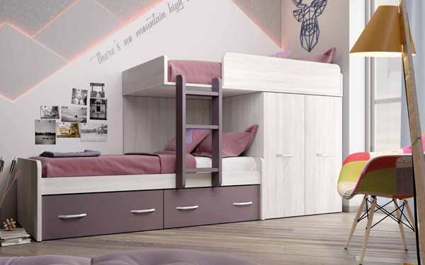 Dormitorio-juvenil-Muebles-Botas-Litera-cama-tren-hibernian-lila