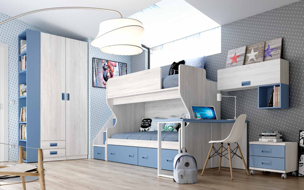 Dormitorio-juvenil-Muebles-Botas-Litera-con-dos-amplios-cajones-hibernian-azulon